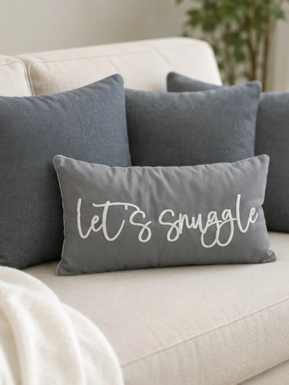 Set of 4 Gray Decorative Throw Pillows – Let’s Snuggle